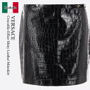 【数量限定・在庫限り・早い者勝ち!】 ヴェルサーチェ / Versace Crocodile-Effect Shiny Leather Miniskirt / ...