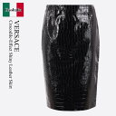 【数量限定・在庫限り・早い者勝ち!】 ヴェルサーチェ / Versace Crocodile-Effect Shiny Leather Skirt / 1012...