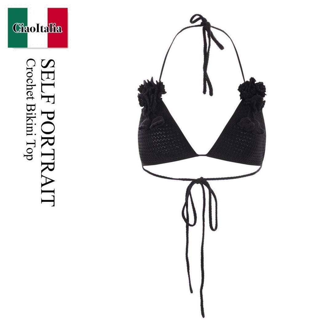 【数量限定・在庫限り・早い者勝ち!】 セルフ・ポートレイト / Self Portrait Crochet Bikini Top / SS24 / SS24 401BBLACK / SS24401BBLACK / ビキニ