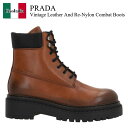 【数量限定・在庫限り・早い者勝ち!】 プラダ / Prada Vintage Leather And Re-Nylon Combat Boots / 1T704...