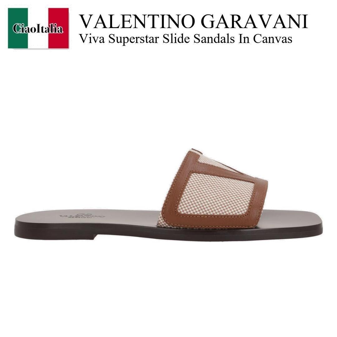 正規店買付【VALENTINO】ブラウン キャンバス スライドサンダル 楽天市場】バレンチノ VALENTINO(靴サイズ(cm)26.5