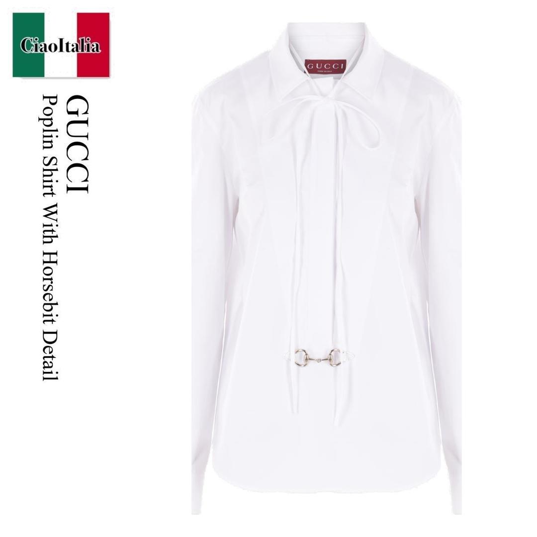 ڿ̸ꡦ߸˸¤ꡦᤤԾ å / Gucci Poplin Shirt With Horsebit Detail / 831...