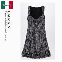 【数量限定・在庫限り・早い者勝ち!】 バルマン / Balmain Tweed Mini Dress With Buttons / DF1R5064XJ24 /...
