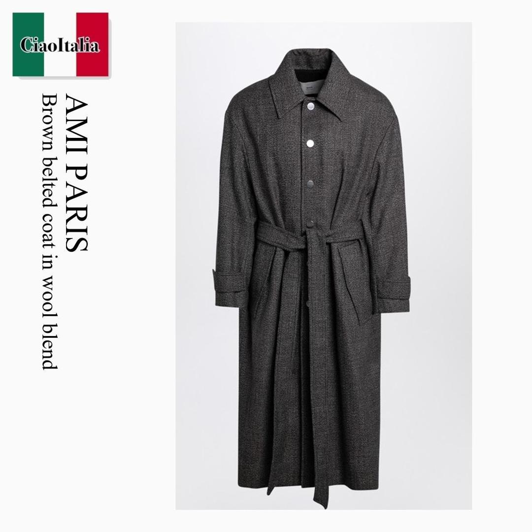 【数量限定・在庫限り・早い者勝ち!】 アミアレクサンドルマテュッシ / Ami Paris Belted Coat In Wool Blend / HCO414WV0056 / HCO414WV0056 2004 / HCO414WV00562004 / コートその他