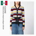 【数量限定・在庫限り・早い者勝ち!】 ガニー / Ganni Multicoloured Striped Cardigan With Belt / K2325 ...