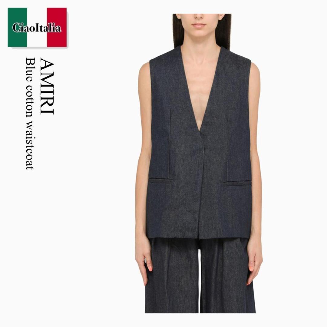 ڿ̸ꡦ߸˸¤ꡦᤤԾ ߥ / Amiri Blue Cotton Waistcoat / PF23WDF042CO / PF23WDF042CO 402 / ٥ȡ