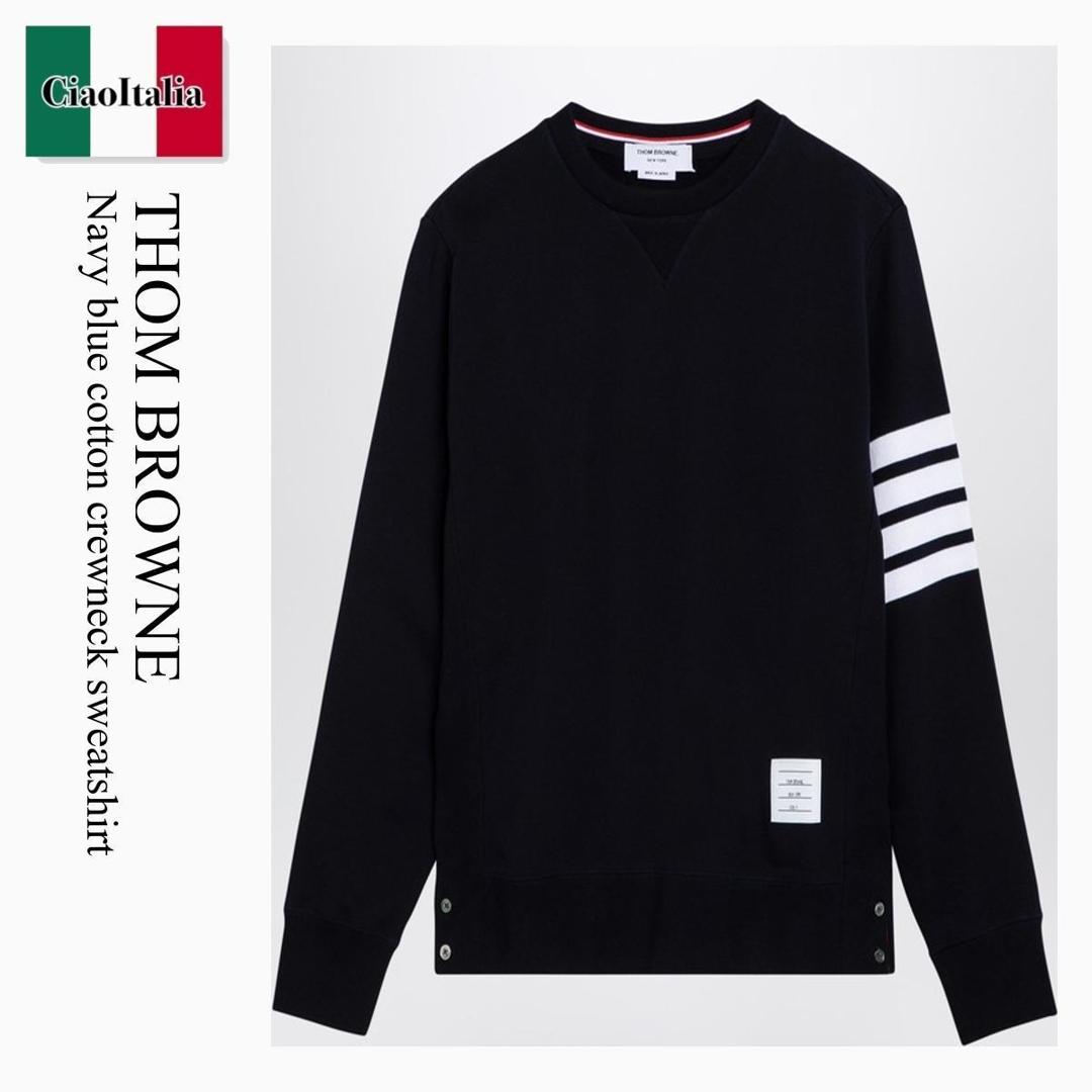 【数量限定・在庫限り・早い者勝ち！】 トム ブラウン / Thom Browne Navy Blue Cotton Crewneck Sweatshirt / MJT021H00535 / MJT021H00535 461 / MJT021H00535461 / スウェット・トレーナーのサムネイル