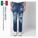 【数量限定・在庫限り・早い者勝ち!】 ディースクエアード / Dsquared2 Faded Blue Jeans With Rips And Splashes...
