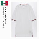【数量限定・在庫限り・早い者勝ち!】 トム ブラウン / Thom Browne White T-Shirt With Tricolour Detail / M...