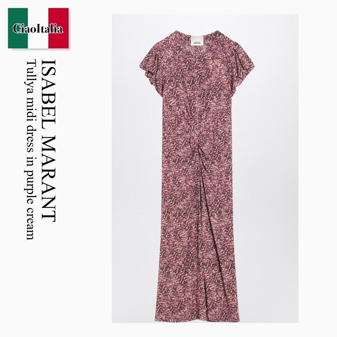 【数量限定・在庫限り・早い者勝ち!】 イザベルマラン / Isabel Marant Tullya Midi Dress In Purple Cream / 25PRO0 373FCC1K03I / 25PRO0 373FCC1K03I PUEC / 25PRO0373FCC1K03IPUEC / ワンピース
