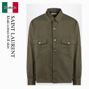 【数量限定・在庫限り・早い者勝ち!】 サンローラン / Saint Laurent Khaki Cotton Twill Shirt / 816396 Y03J...