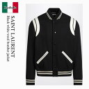 【数量限定・在庫限り・早い者勝ち!】 サンローラン / Saint Laurent Black White Wool Bomber Jacket / 35471...