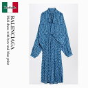 【数量限定・在庫限り・早い者勝ち!】 バレンシアガ / Balenciaga Midi Dress With Bow And Blue Print / 8141...