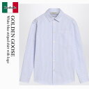 【数量限定・在庫限り・早い者勝ち!】 ゴールデングース / Golden Goose White Blue Striped Shirt With Logo / ...