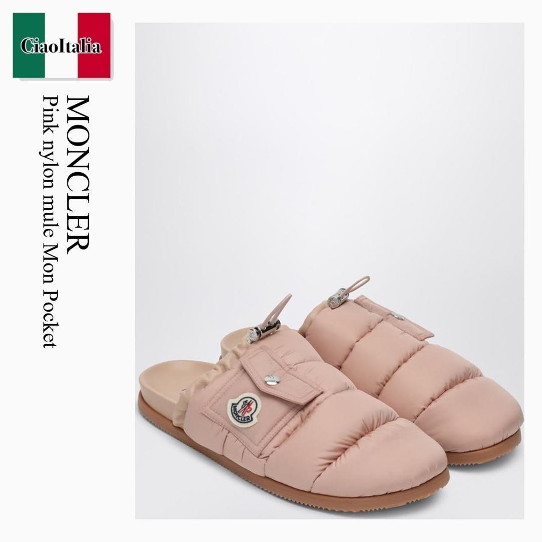【数量限定・在庫限り・早い者勝ち！】 モンクレール / Moncler Pink Nylon Mule Mon Pocket / 4M000 51J / 4M000 40M5080 51J / 4M00040M508051J / サンダル・ミュール