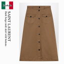 【数量限定・在庫限り・早い者勝ち!】 サンローラン / Saint Laurent Dark Beige Midi Skirt With Buttons / 8...