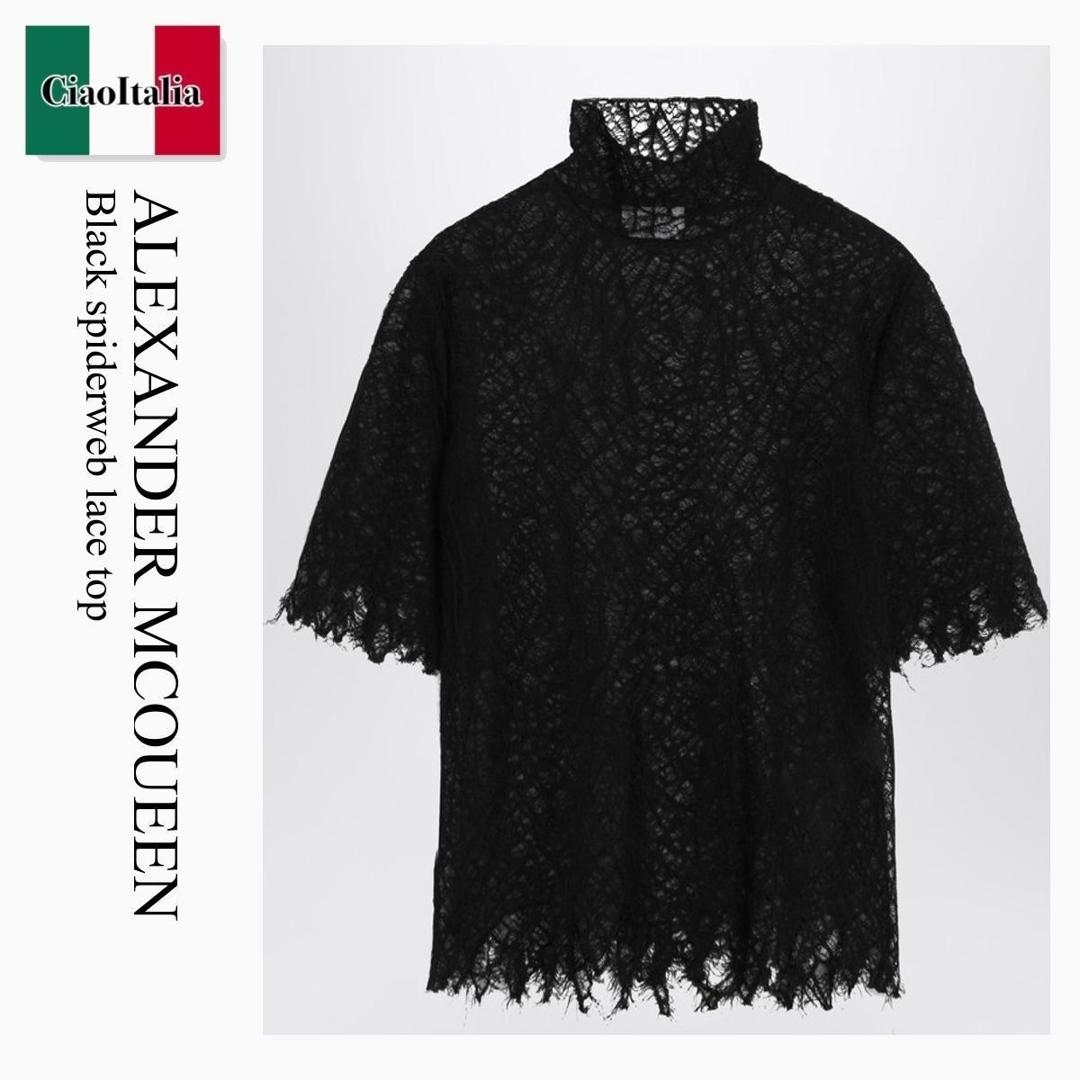 【数量限定・在庫限り・早い者勝ち!】 アレキサンダー・マックイーン / Alexander Mcqueen Black Spiderweb Lace Top / 829306 Q1BC9 / 829306 Q1BC9 1000 / 829306Q1BC91000 / チュニック