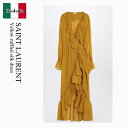 【数量限定・在庫限り・早い者勝ち!】 サンローラン / Saint Laurent Yellow Ruffled Silk Dress / 825705 Y3F22 / 825705 Y3F22 7789 / 825705Y3F227789 / ワンピース(4)