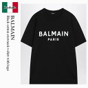 【数量限定・在庫限り・早い者勝ち!】 バルマン / Balmain Black Cotton Crewneck T-Shirt With Logo / FH1E...