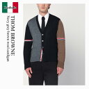 【数量限定・在庫限り・早い者勝ち!】 トム ブラウン / Thom Browne Navy Grey Brown Wool Cardigan / MKC410F...