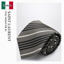 【数量限定・在庫限り・早い者勝ち!】 サンローラン / Saint Laurent Gray Striped Silk Tie / 825041 3Y002 /...