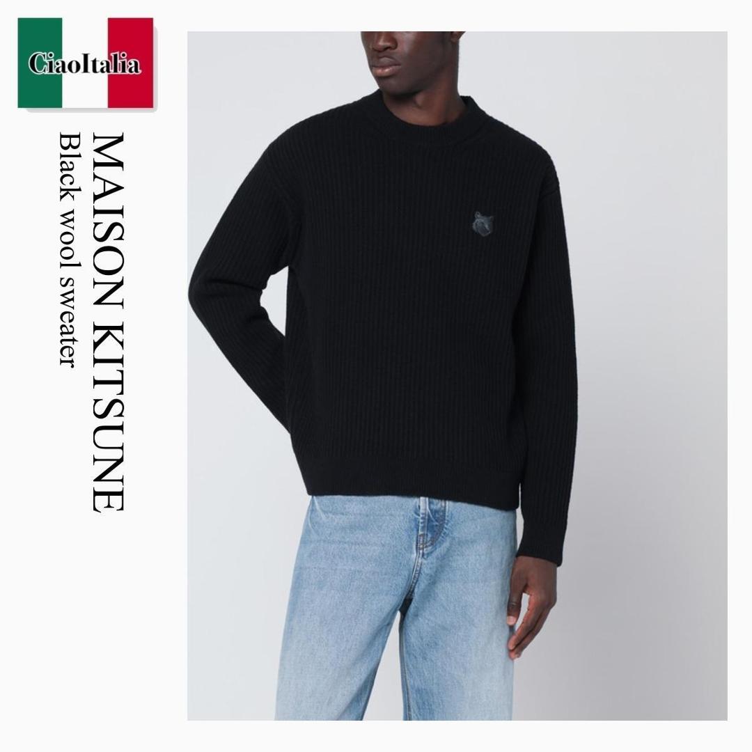 【数量限定・在庫限り・早い者勝ち！】 メゾン キツネ / Maison Kitsune Black Wool Sweater / PM00811KT1149 / PM00811KT1149 P199 / PM00811KT1149P199 / ニット・セーター