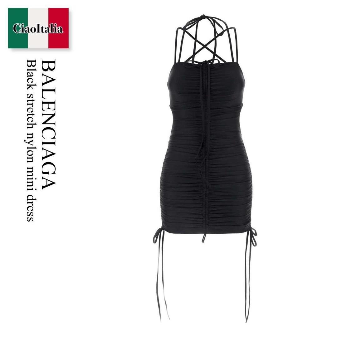【数量限定・在庫限り・早い者勝ち!】 バレンシアガ / Balenciaga Black Stretch Nylon Mini Dress / 794442 TYK07 / 794442 TYK07 1000 / 794442TYK07 / 794442TYK07 1000 / 794442TYK071000 / ワンピース
