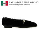 【数量限定・在庫限り・早い者勝ち!】 フェラガモ / Salvatore Ferragamo Black Shearling Noella Ballerinas...
