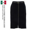 【数量限定・在庫限り・早い者勝ち!】 フェラガモ / Salvatore Ferragamo Black Stretch Wool Blend Skirt / ...