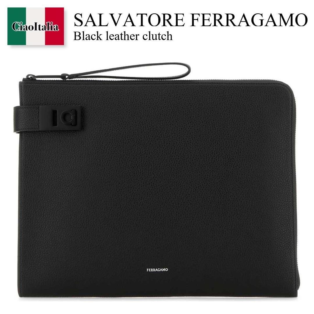 【数量限定・在庫限り・早い者勝ち!】 フェラガモ / かばん / カバン / Salvatore Ferragamo Black Leather Clutch / 241703 779258 / 241703 779258 NERO / 241703779258 / 241703779258 NERO / 241703779258NERO / クラッチバッグ