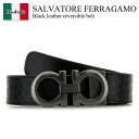 【数量限定・在庫限り・早い者勝ち!】 フェラガモ / Salvatore Ferragamo Black Leather Reversible Belt / 6...