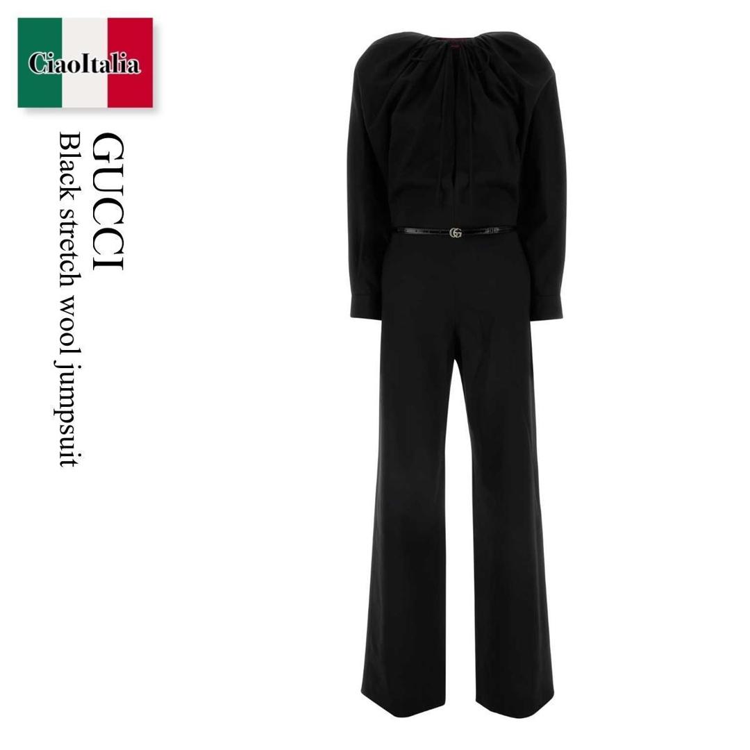 【数量限定・在庫限り・早い者勝ち!】 グッチ / Gucci Black Stretch Wool Jumpsuit / 798508 Z8BUZ / 798508 Z8BUZ 1000 / 798508Z8BUZ / 798508Z8BUZ 1000 / 798508Z8BUZ1000 / オールインワン・サロペット