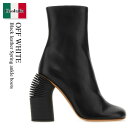 【数量限定・在庫限り・早い者勝ち!】 オフホワイト / Off White Black Leather Spring Ankle Boots / OWID033...