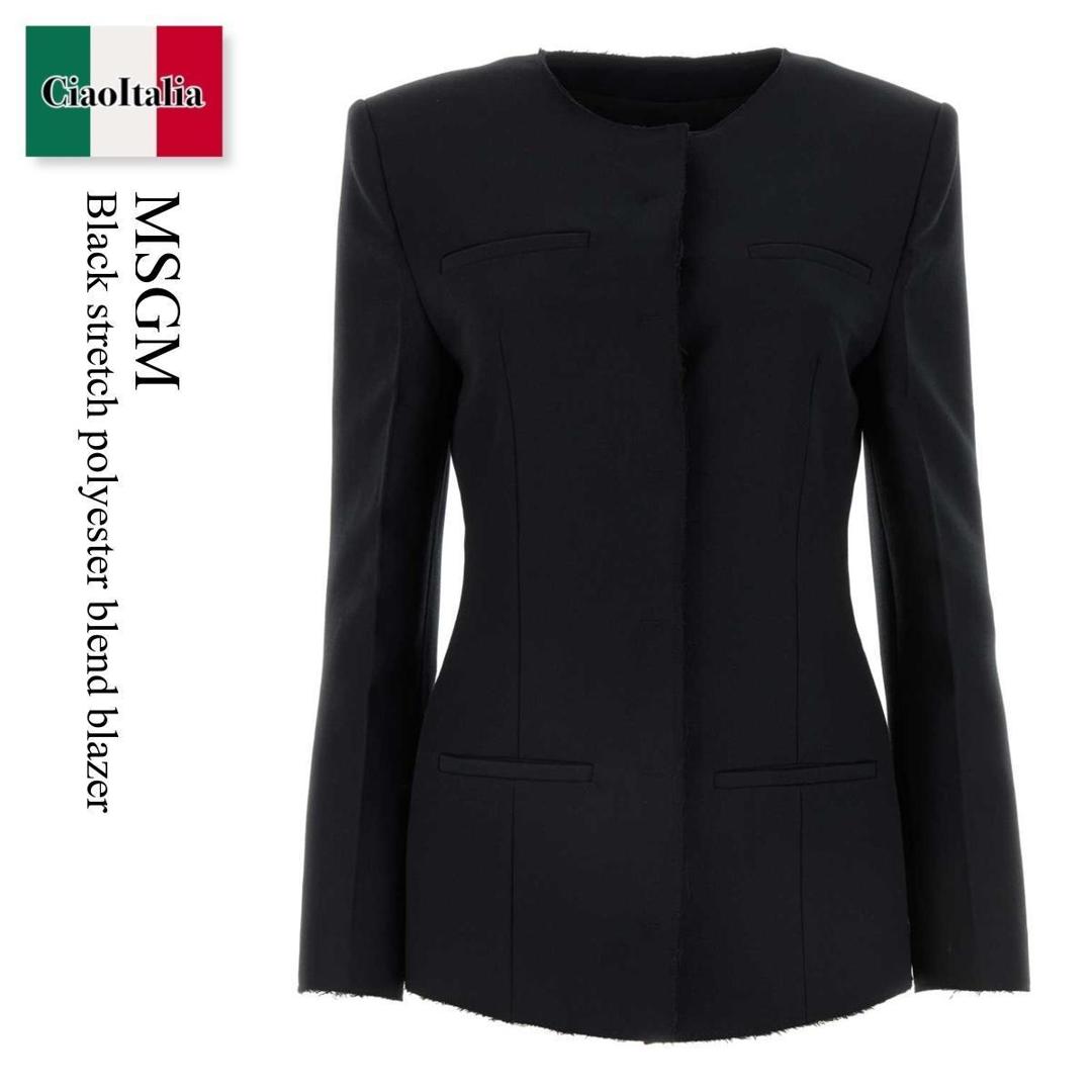 【数量限定・在庫限り・早い者勝ち!】 MSGM / Msgm Black Stretch Polyester Blend Blazer / 3641MDG18247100 / 3641MDG18247100 99 / 3641MDG1824710099 / ジャケット