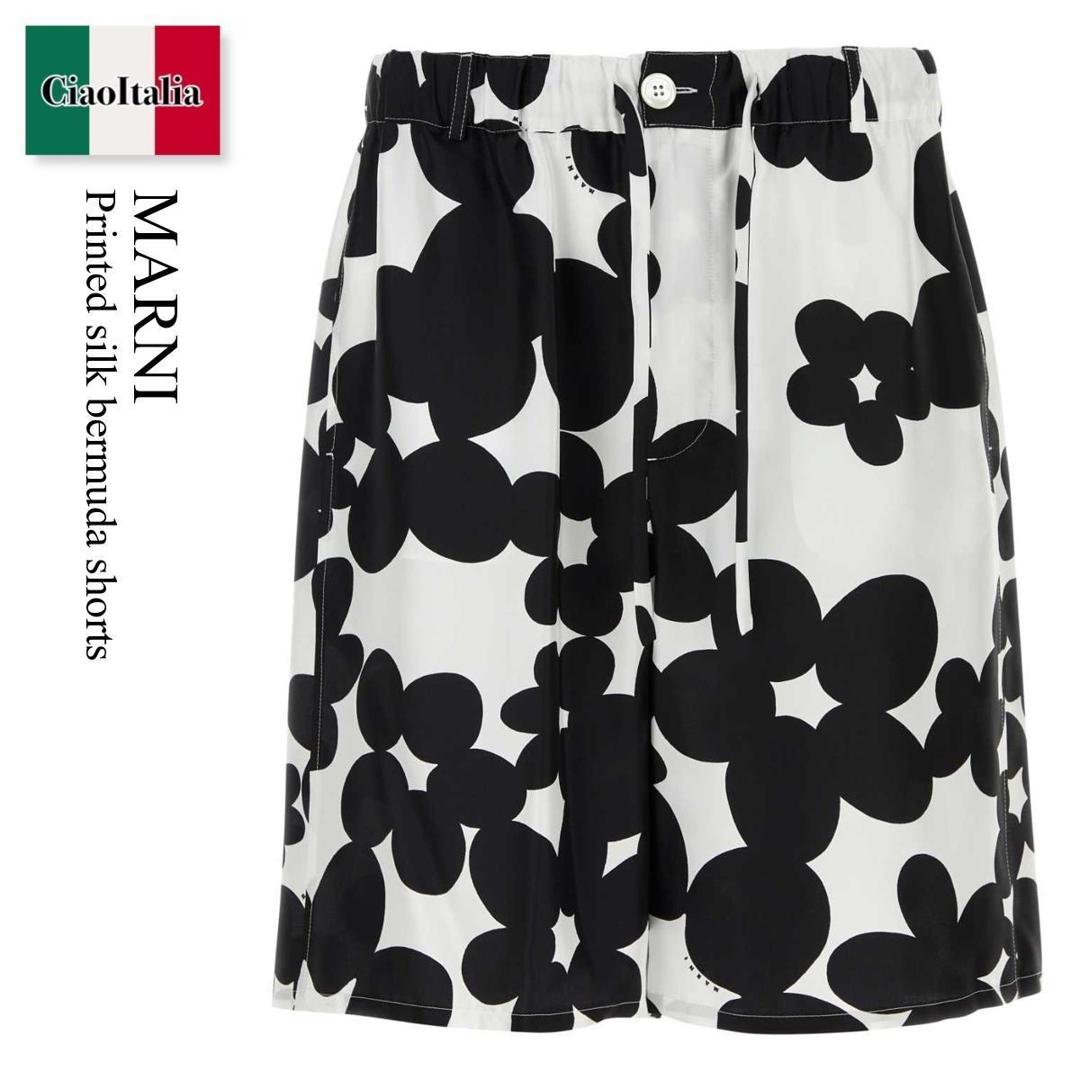 【数量限定・在庫限り・早い者勝ち!】 マルニ / Marni Printed Silk Bermuda Shorts / PUMU0291A1UTSG26 / PUMU0291A1UTSG26 DIN99 / PUMU0291A1UTSG26DIN99 / ハーフ・ショートパンツ