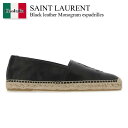 【数量限定・在庫限り・早い者勝ち!】 サンローラン / Saint Laurent Black Leather Monogram Espadrilles / 5...