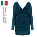 【数量限定・在庫限り・早い者勝ち!】 サンローラン / Saint Laurent Teal Green Jersey Mini Dress / 729749 ...