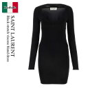 【数量限定・在庫限り・早い者勝ち!】 サンローラン / Saint Laurent Black Stretch Viscose Blend Dress / 78...