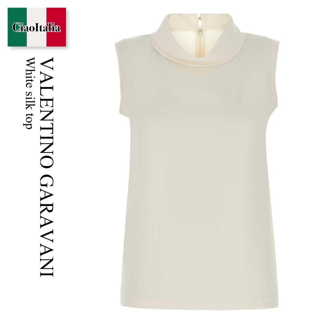 ڿ̸ꡦ߸˸¤ꡦᤤԾ Х / Valentino Garavani White Silk Top / 6B3AEAA...