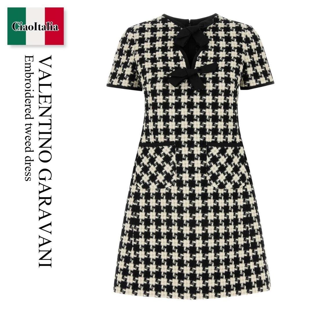 【数量限定・在庫限り・早い者勝ち!】 バレンチノ / Valentino Garavani Embroidered Tweed Dress / 6B3VAEV290K / 6B3VAEV290K 0AN / 6B3VAEV290K0AN / ワンピース