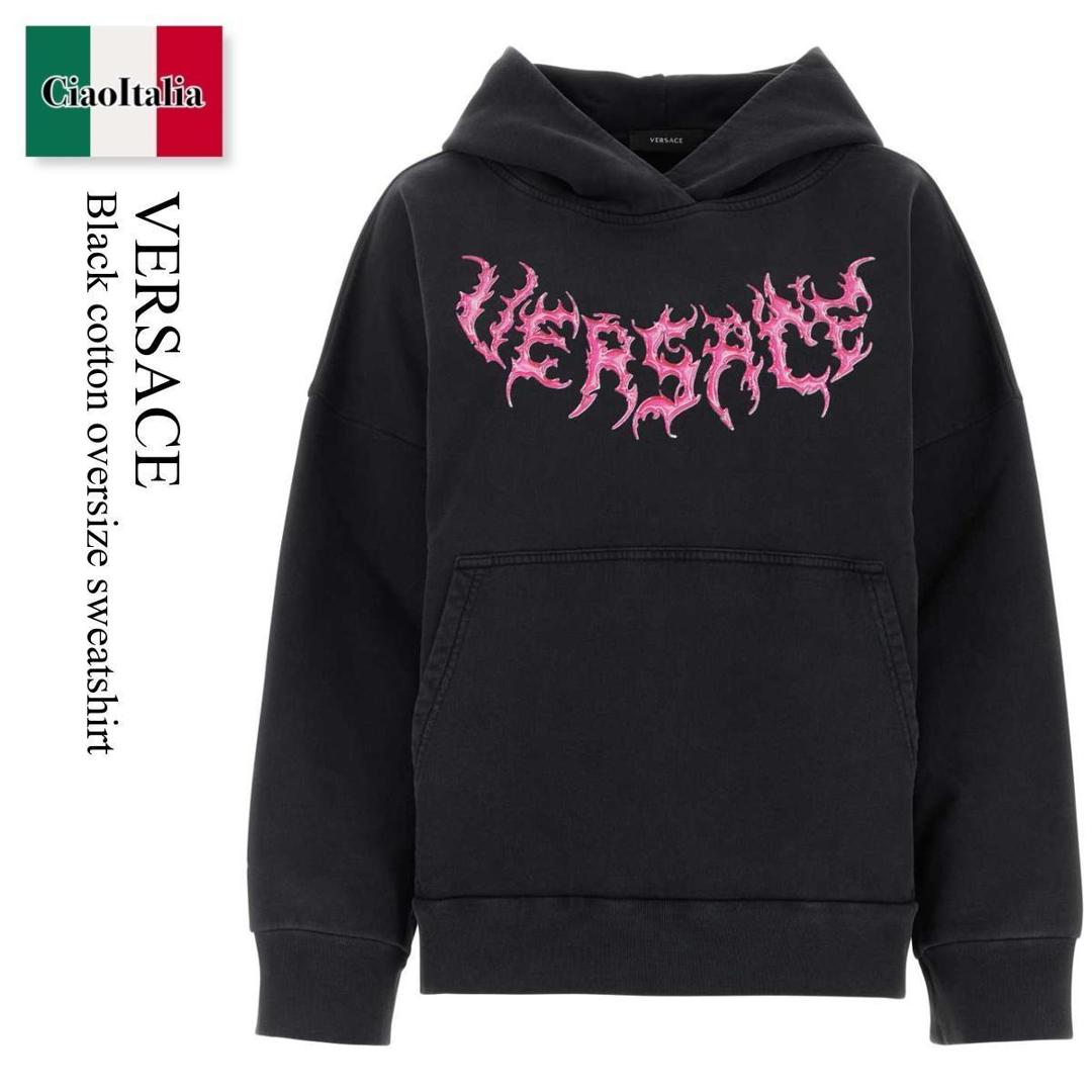 ڿ̸ꡦ߸˸¤ꡦᤤԾ 륵 / Versace Black Cotton Oversize Sweatshirt ...