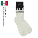 【数量限定・在庫限り・早い者勝ち!】 ヴェルサーチェ / Versace White Stretch Cotton Blend Socks / 10088 35...