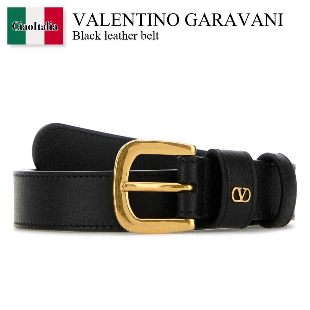 【数量限定・在庫限り・早い者勝ち!】 バレンチノ / Valentino Garavani Black Leather Belt / 6W0T0SM1PPU / 6W0T0SM1PPU 0NO / 6W0T0SM1PPU0NO / ベルト