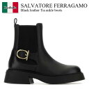 【数量限定・在庫限り・早い者勝ち!】 フェラガモ / Salvatore Ferragamo Black Leather Tia Ankle Boots / 0...