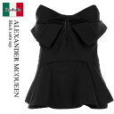 【数量限定・在庫限り・早い者勝ち!】 アレキサンダー・マックイーン / Alexander Mcqueen Black Satin Top / 839622 Q...