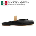 【数量限定・在庫限り・早い者勝ち!】 メゾン マルジェラ / Maison Margiela Black Leather Tabby Slippers / S3...