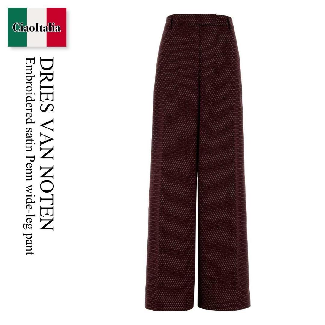 【数量限定・在庫限り・早い者勝ち！】 ドリス ヴァン ノッテン / Dries Van Noten Embroidered Satin Penn Wide-Leg Pant / 2520109462350 / 2520109462350 358 / 2520109462350358 / パンツ