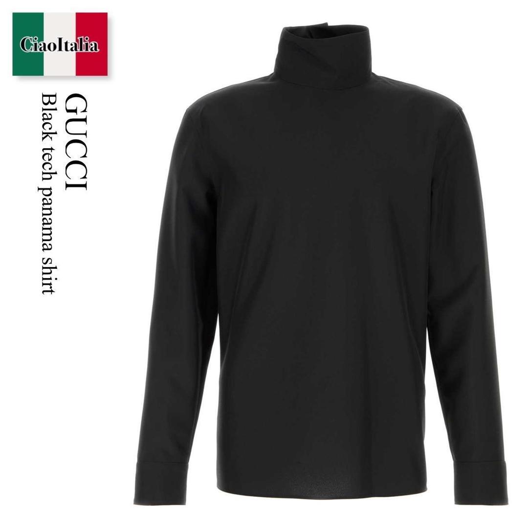【数量限定・在庫限り・早い者勝ち！】 グッチ / Gucci Black Tech Panama Shirt / 850332 ZAFKB / 850332 ZAFKB 1000 / 850332ZAFKB / 850332ZAFKB 1000 / 850332ZAFKB1000 / シャツ(4)