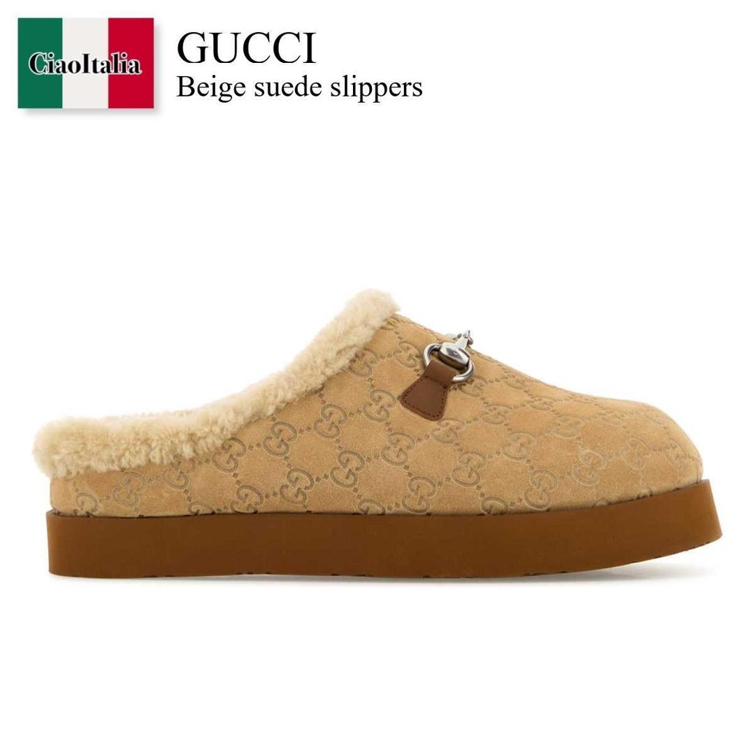 【数量限定・在庫限り・早い者勝ち！】 グッチ / Gucci Beige Suede Slippers / 831284 AAE2A / 831284 AAE2A 9546 / 831284AAE2A / 831284AAE2A 9546 / 831284AAE2A9546 / 靴・ブーツ・サンダルその他