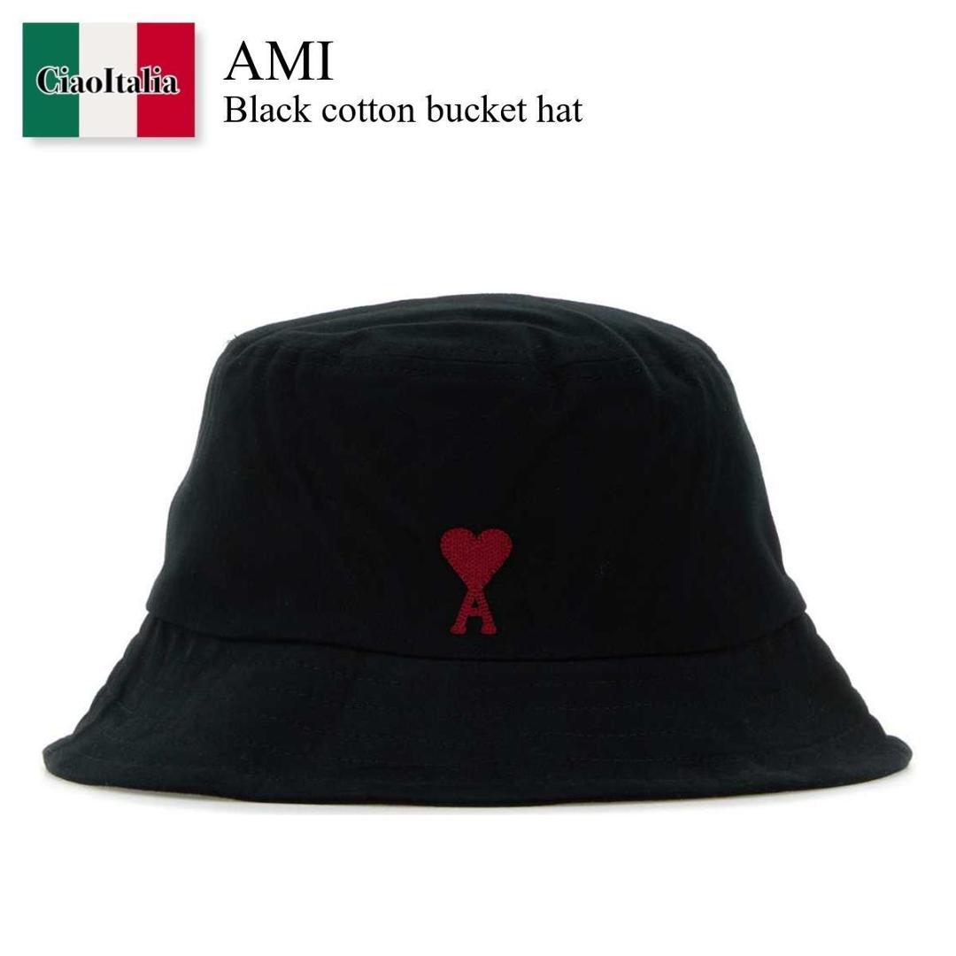 【数量限定・在庫限り・早い者勝ち！】 アミアレクサンドルマテュッシ / Ami Black Cotton Bucket Hat / UHA246AW0041 / UHA246AW0041 001 / UHA246AW0041001 / ハット